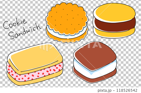 ゆるめシンプルなクッキーサンドのセット　ベタ塗り 118526542