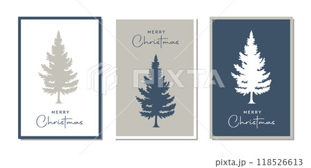 set of christmas greeting cards with fir tree vector illustration 118526613