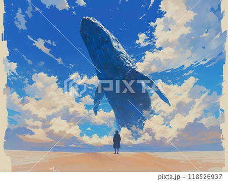 空飛ぶ鯨 アート 幻想的 芸術のイラスト素材 [118526937] - PIXTA