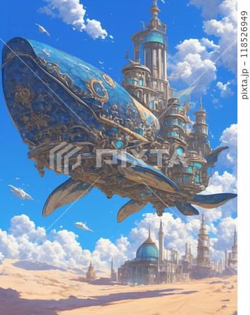 空飛ぶ鯨 アート 幻想的 芸術のイラスト素材 [118526949] - PIXTA