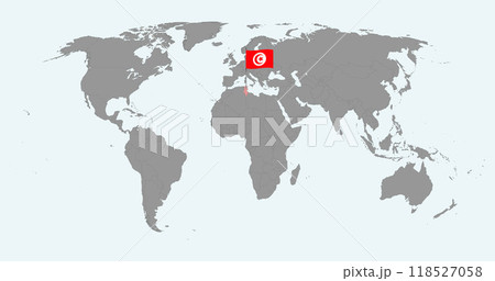 Pin map with Tunisia flag on world map. Vector illustration. 118527058