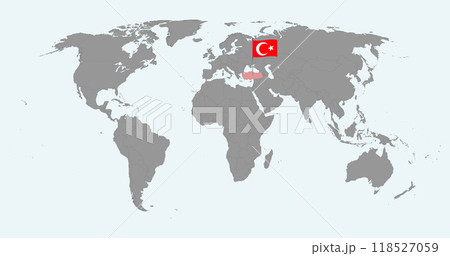 Pin map with Turkey flag on world map. Vector illustration. 118527059