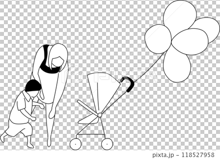 夏の公園でくつろぐ親子のイラスト 118527958