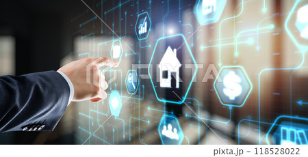 Property management business concept. Investment consulting marketing plan 118528022