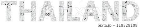 Thailand is a country in Southeast Asia, located at the centre of the Indochinese Peninsula. Vector decorative zentangle object for coloring. 118528109