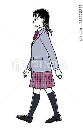 歩いているブレザーの女子高生（横向き・シンプル） 118528237