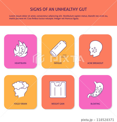 Signs of unhealthy gut banner 118528371