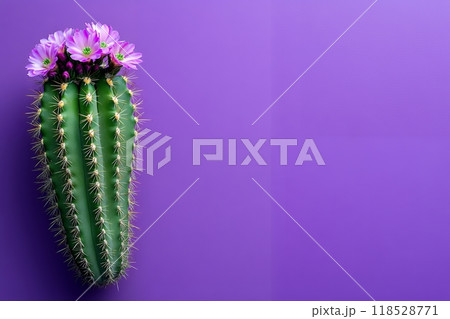 A cactus with colorful pink flowers blooming on... - Stock Illustration  [118528771] - PIXTA