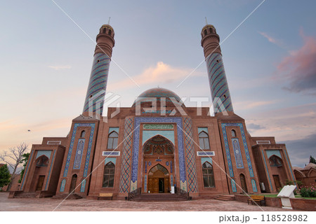 Imamzadeh Mausoleum or Goy Imam Mosque in Ganja Azerbaijan graces an evening sky 118528982