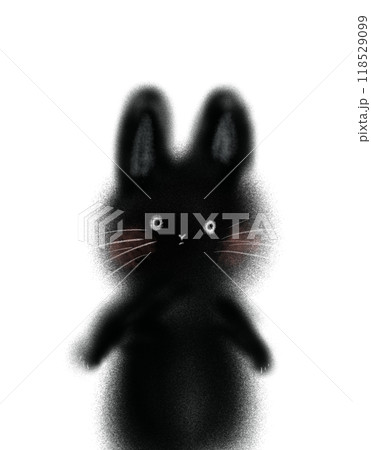 正面を向いている黒いうさぎのデフォルメイラスト 118529099