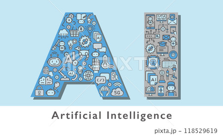 AI（人工知能）　デザイン文字（フルHD 16:9サイズ） 118529619