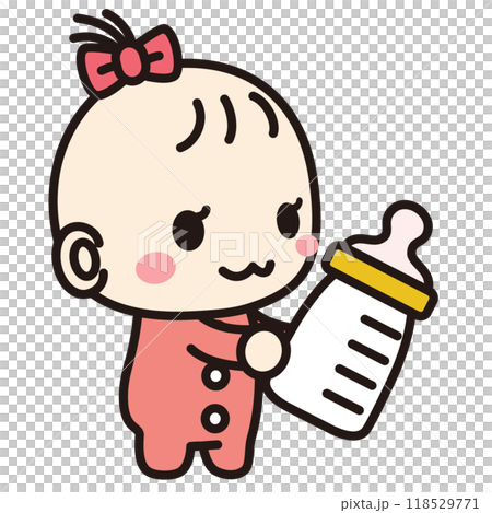 哺乳瓶で労う女の赤ちゃん 118529771