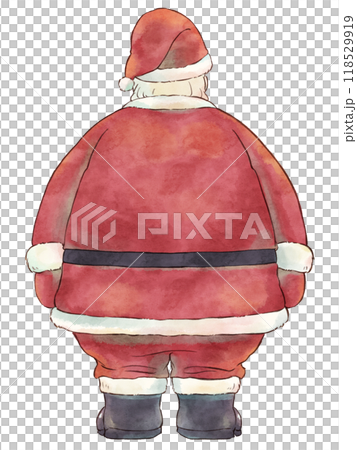 クリスマスのサンタクロース(後ろ姿) プレゼントを持って歩いているサンタの後姿[07800068948]の写真