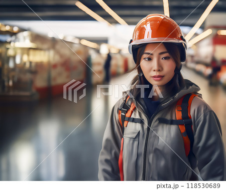 地震で崩壊したスーパーマーケットに避難した女性のイメージ素材 118530689