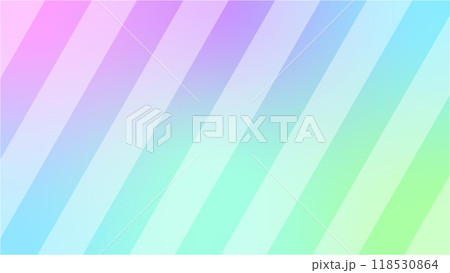 虹色のパステルカラーのグラデーションに斜めストライプのテクスチャ - かわいい背景素材 - 16:9 118530864