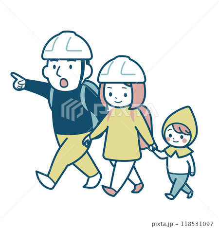 避難する親子のイラスト 118531097