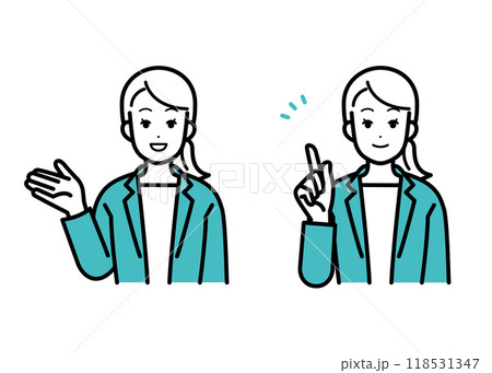 説明をするビジネスパーソン女性のイラストセット 118531347