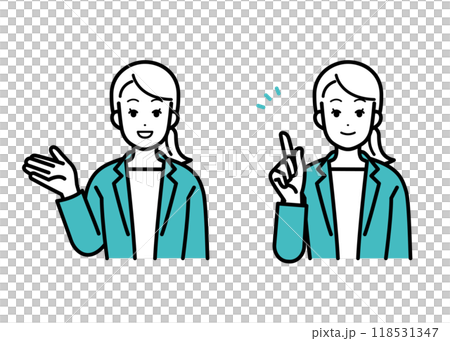 説明をするビジネスパーソン女性のイラストセット 118531347