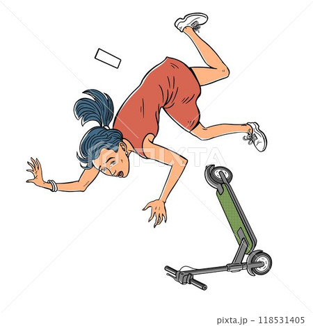 The girl fell off his scooter 118531405