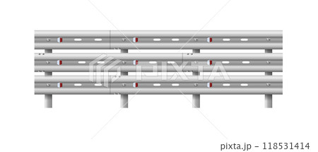 Metallic road barrier fence. 3d roadblock for safety on highway. Metallic road barrier fence. Vector Metallic road barrier fence. 3d roadblock for safety on highway. Metallic road barrier fence. Vector 118531414