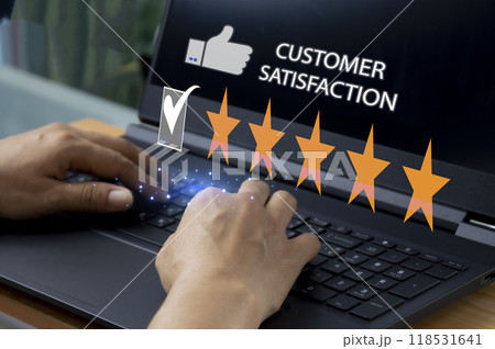 User give rating to service experience on online application for Customer review satisfaction feedback survey concept. 118531641