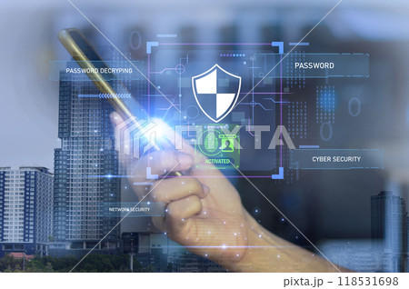 Keypad, cyber shield, lock, technology security system. Digital link. Cyber security with advanced technology. Keypad, cyber shield, lock, technology security system. Digital link. Cyber security with advanced technology. 118531698