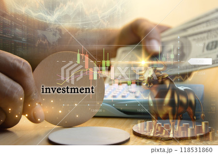 Concept of investing in the stock market and currency exchange Concept of investing in the stock market and currency exchange 118531860