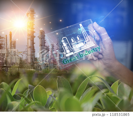 Green industrial plants embrace a low carbon footprint. Green industrial plants embrace a low carbon footprint. 118531865