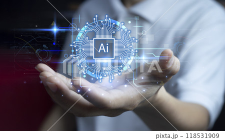 Ai tech, businessman show virtual graphic Global Internet connect Chatgpt Chat with AI, Artificial Intelligence. using command prompt for generates something, Futuristic technology transformation. Ai tech, businessman show virtual graphic Global Internet connect Chatgpt Chat with AI, Artificial Intelligence. using command prompt for generates something, Futuristic technology transformation. 118531909