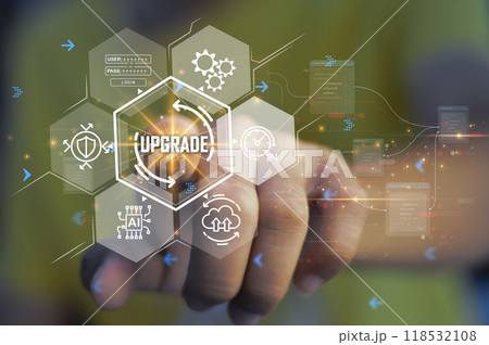 Update application software and hardware upgrade technology concept, AI upgrade 118532108