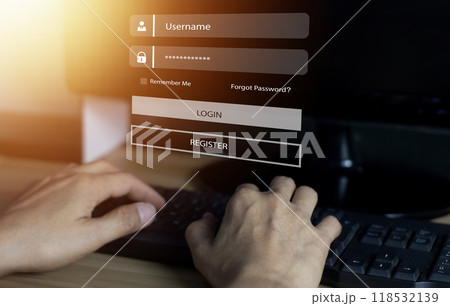 Online login verification concept, password entry, identity verification 118532139