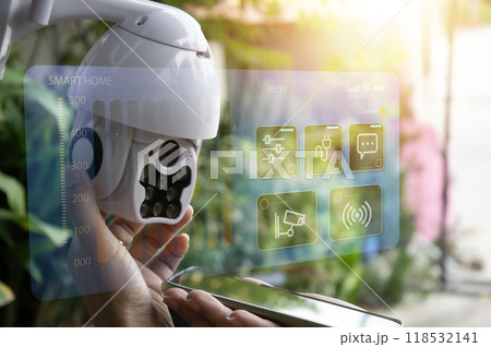 IP wifi wireless security camera supports Internet installation technology, security systems, smart home applications. IP wifi wireless security camera supports Internet installation technology, security systems, smart home applications. 118532141