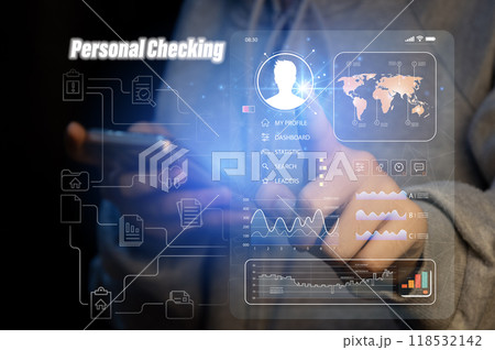 Concept of personal data verification, human resource management, HR, staffing and development. Concept of personal data verification, human resource management, HR, staffing and development. 118532142