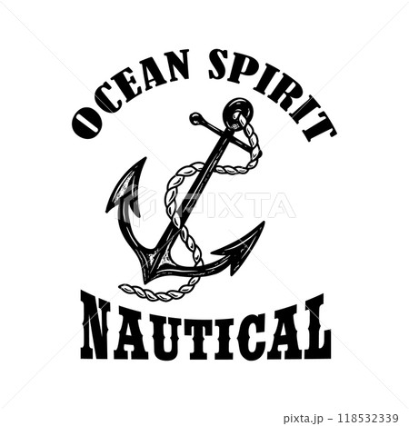 Nautical. Vintage style anchor. Design element for emblem, sign, badge, logo. Vector illustration 118532339