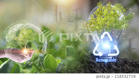 Concept to reduce global warming, increase green area clean air world Concept to reduce global warming, increase green area clean air world 118532719