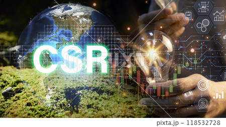 CSR concept on social and environmental responsibility Conduct business under the principles of ethics and good management. By being responsible for society and the environment CSR concept on social and environmental responsibility Conduct business under the principles of ethics and good management. By being responsible for society and the environment 118532728