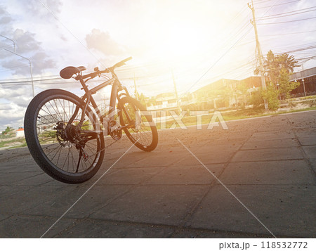 Black bicycle. Cycling exercise concept. 118532772