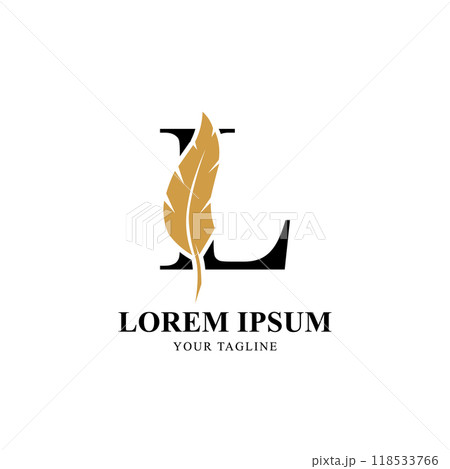 Flat Initial Letter L Logo Combined with Feather Silhouette Vector Design Flat Initial Letter L Logo Combined with Feather Silhouette Vector Design 118533766