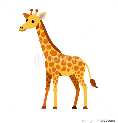 A giraffe is standing on a white background A giraffe is standing on a white background 118533909