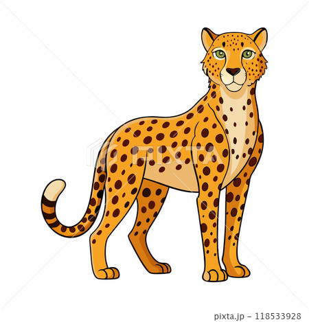 A cartoon jaguar stands on a white background A cartoon jaguar stands on a white background 118533928