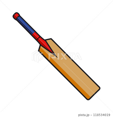 A wooden bat with a red and blue handle A wooden bat with a red and blue handle 118534019