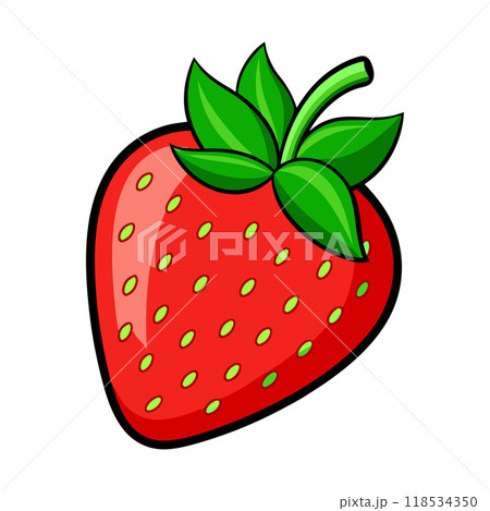A red strawberry with green leaves 118534350