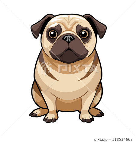 A cartoon dog with a cute face and a brown and white coat 118534668