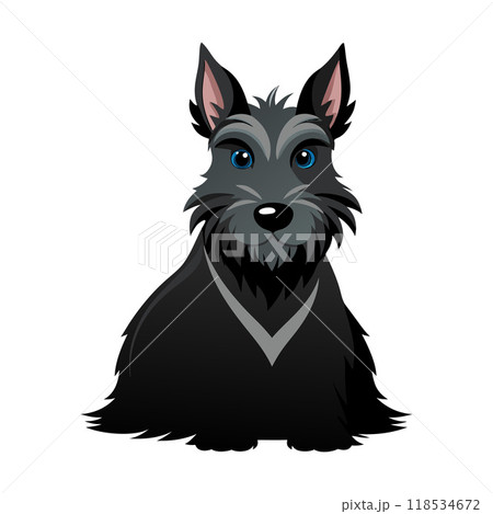 A cartoon dog with a black coat and a black nose A cartoon dog with a black coat and a black nose 118534672