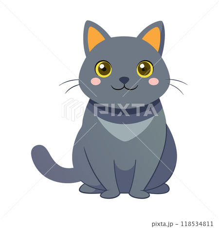 A cartoon cat with a big smile on its face A cartoon cat with a big smile on its face 118534811