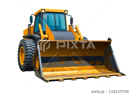 Bulldozer with a large bucket isolated on white 118535709