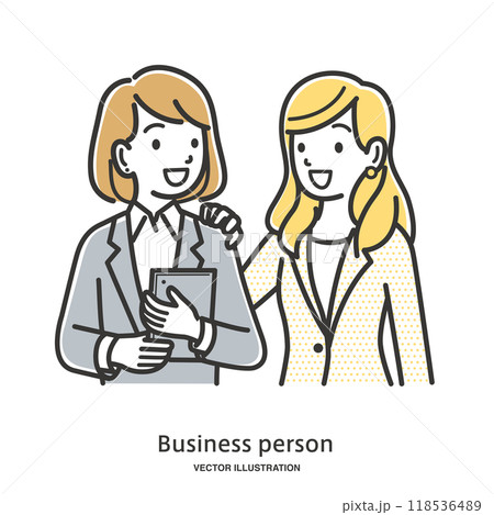立ち話をする女性の会社員のイラスト 118536489