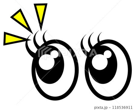 ビックリして注目する大きな黒目の目玉イラスト 118536911