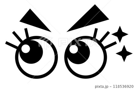ビックリして注目する大きな黒目の目玉イラスト 118536920