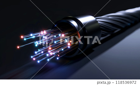 Illustration Of Optical Fiber Cable Connection In Technology Background: A Detailed 3d Representation. Showing The Intricate Setup Of Fiber Optic Technology. 118536972